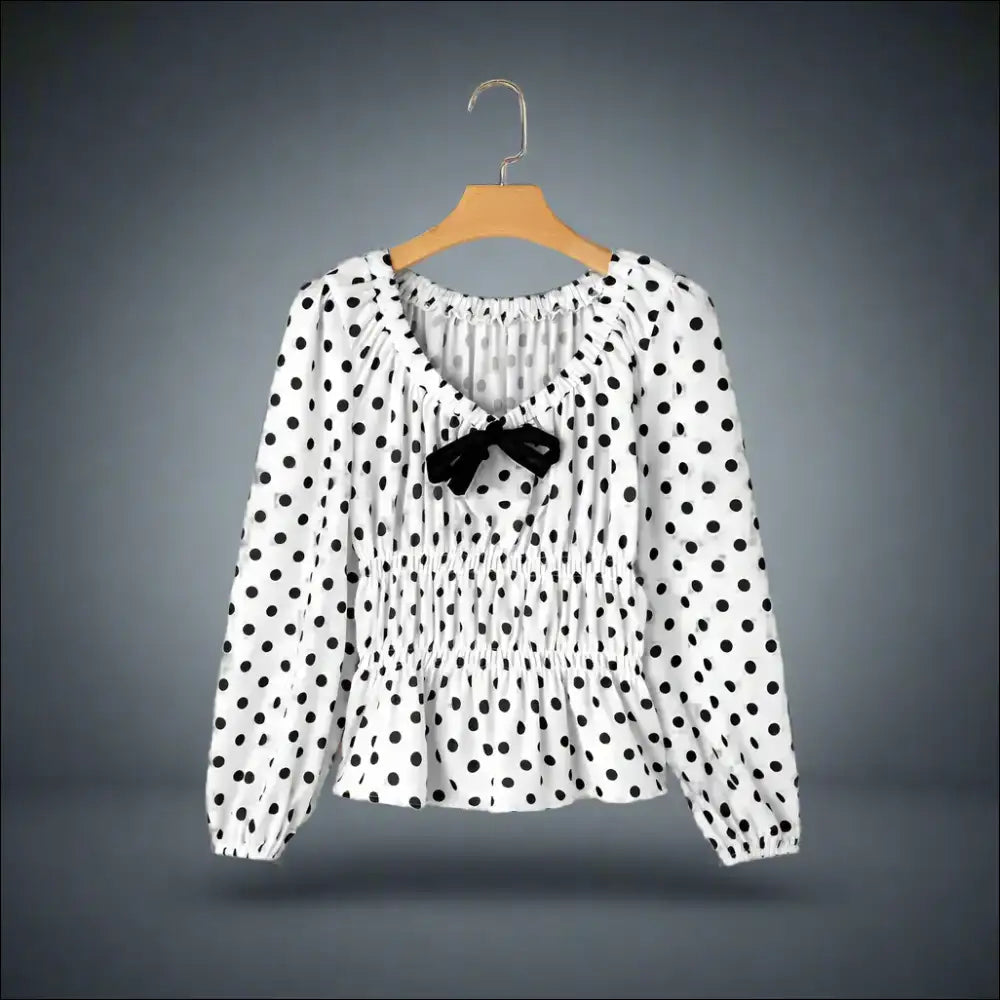 Needful Things: Black Polka Dot Domination! Bow Down Square Neck! π€ - s - Blouses on Sale Worldwide Shipping