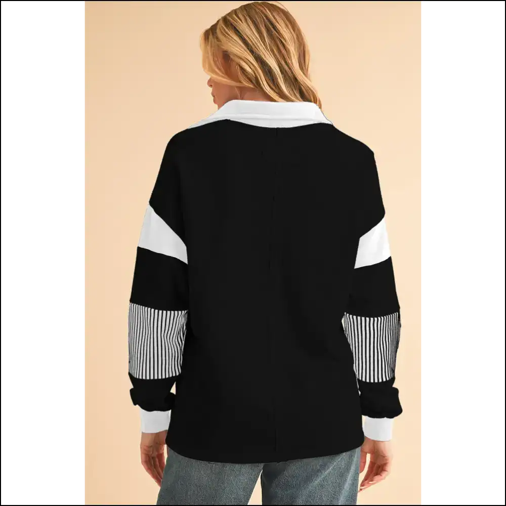Needful Things: Blue Striped Patchwork Sweatshirt - Wardrobe Savior 🦸♀️ - Chestnut / s - Sweatshirts & Hoodies on Sale Worldwide Shipping