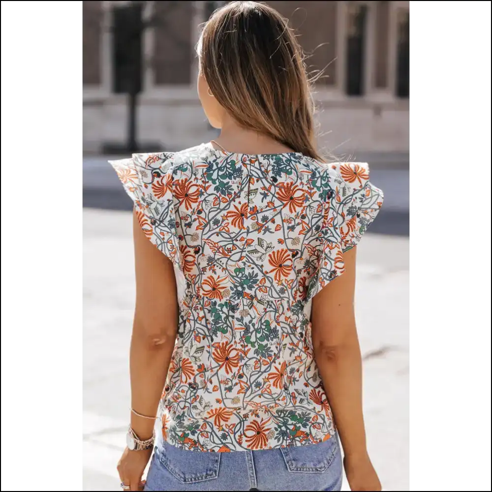 Needful Things: Boho Floral Ruffled Sleeve Blouse โ Ditch the Beige ๐ผ - Blouses on Sale Worldwide Shipping