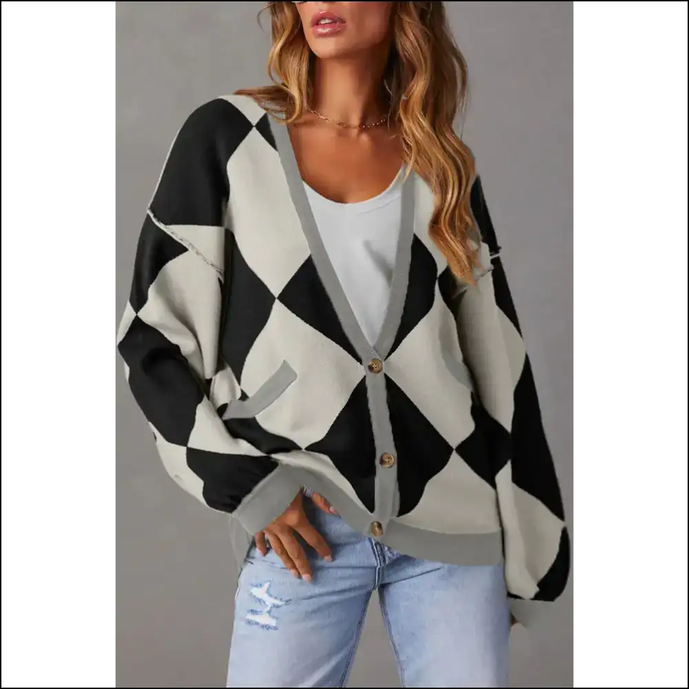 Needful Things Chic Black Checkered Cardigan: Dressed to Chill 🖤 - s - Cardigans on Sale Worldwide Shipping