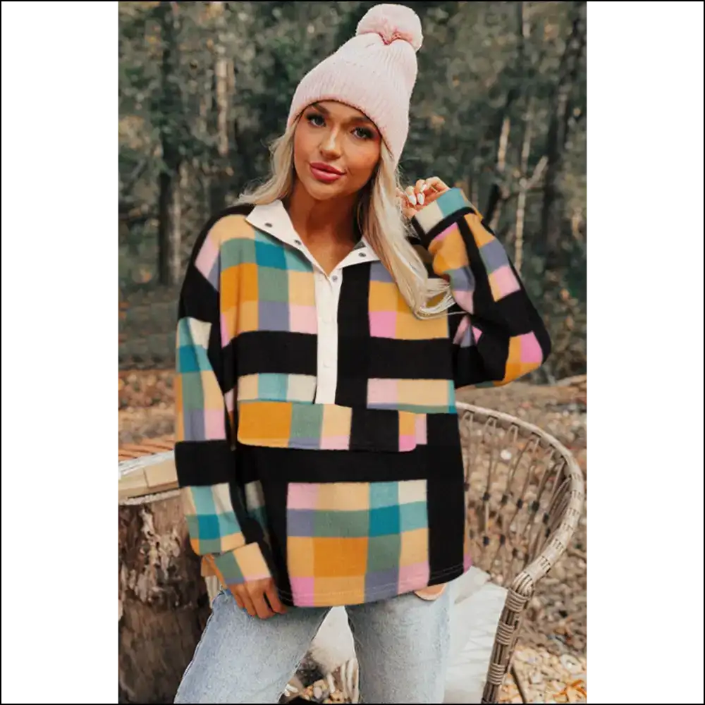 Needful Things: Chic Black Checkered Comfort! π€π - Sweatshirts & Hoodies on Sale Worldwide Shipping