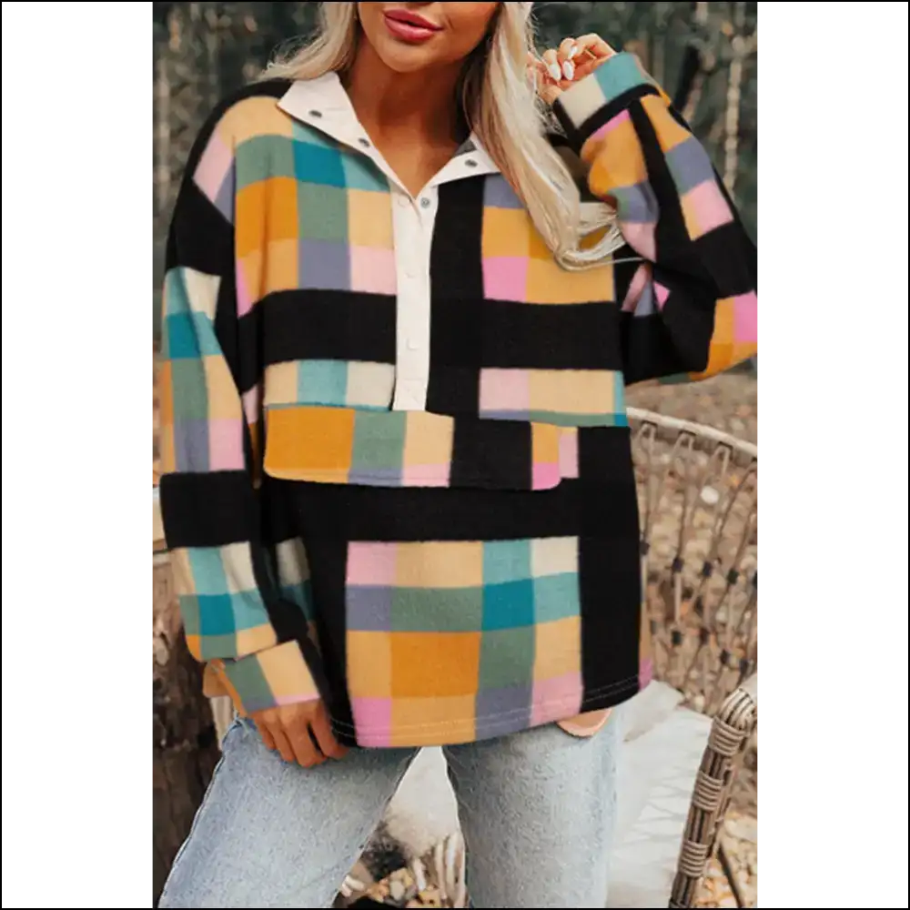 Needful Things: Chic Black Checkered Comfort! π€π - s - Sweatshirts & Hoodies on Sale Worldwide Shipping