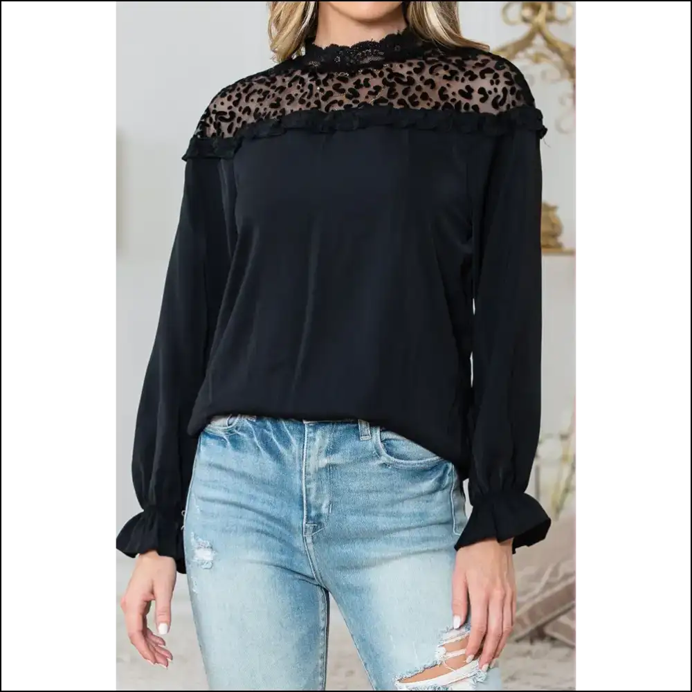 Needful Things: Chic Black Leopard Lace Blouse - so Fiercely it Hurts ππ€ - s - Blouses on Sale Worldwide Shipping