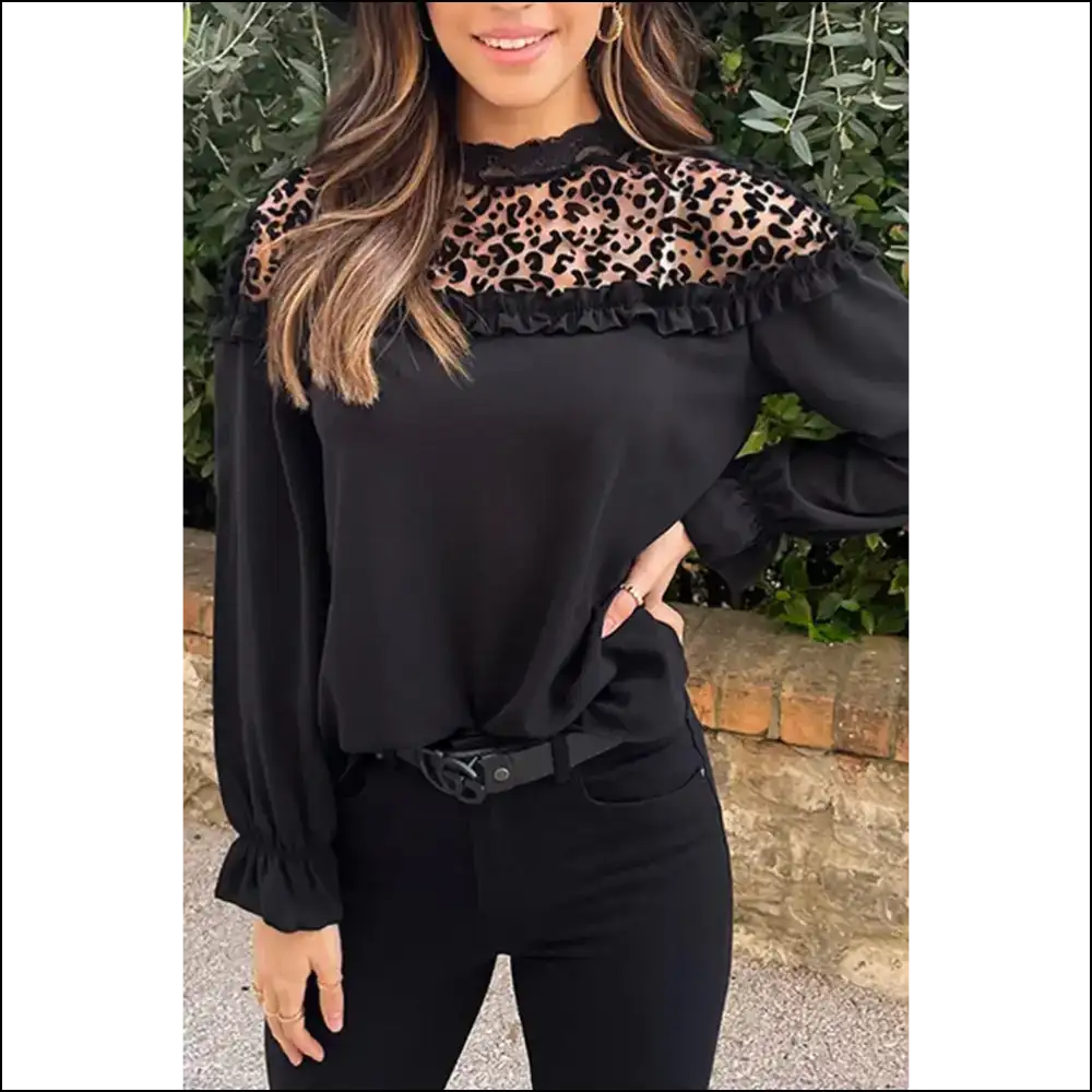 Needful Things: Chic Black Leopard Lace Blouse - so Fiercely it Hurts ππ€ - Blouses on Sale Worldwide Shipping