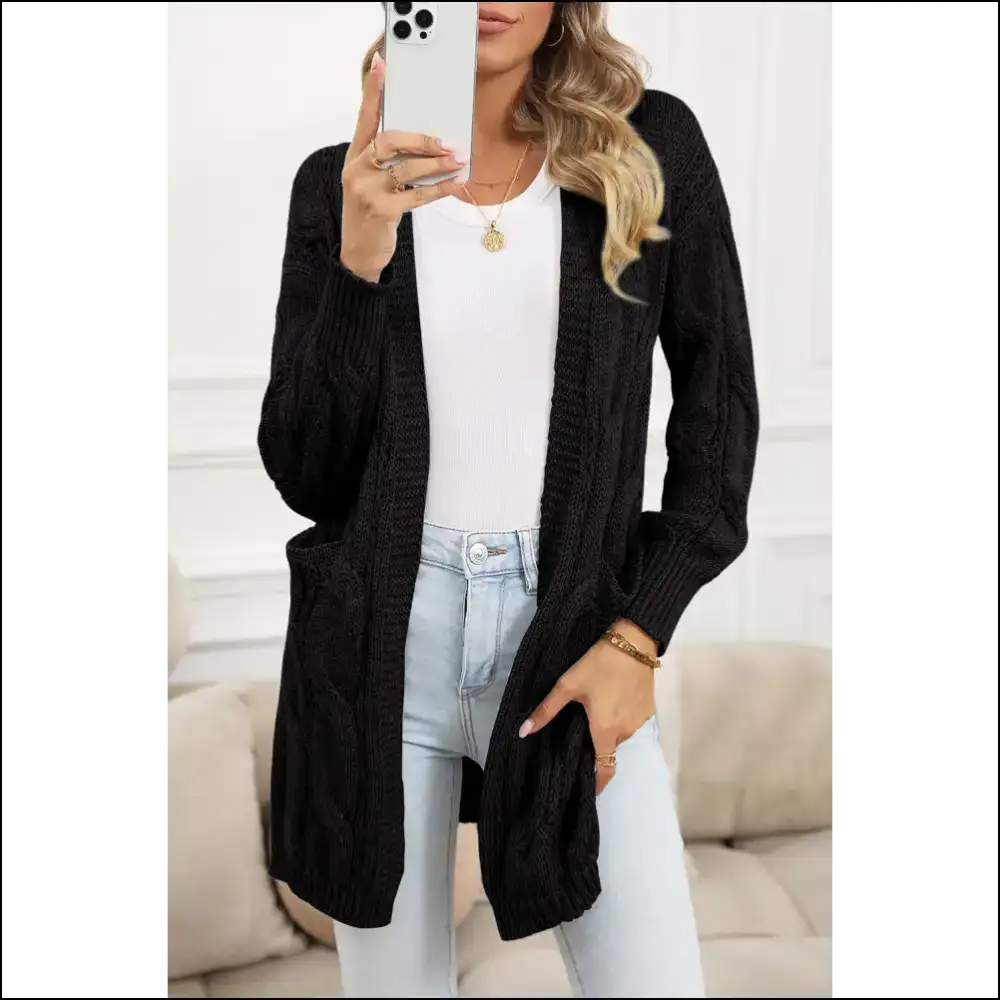 Needful Things: Chic Black Ribbed Knit Cardigan β Bow Down Bitches! ππ€ - s - Cardigans on Sale Worldwide Shipping