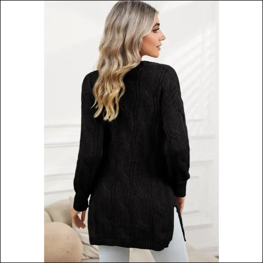 Needful Things: Chic Black Ribbed Knit Cardigan β Bow Down Bitches! ππ€ - Cardigans on Sale Worldwide Shipping