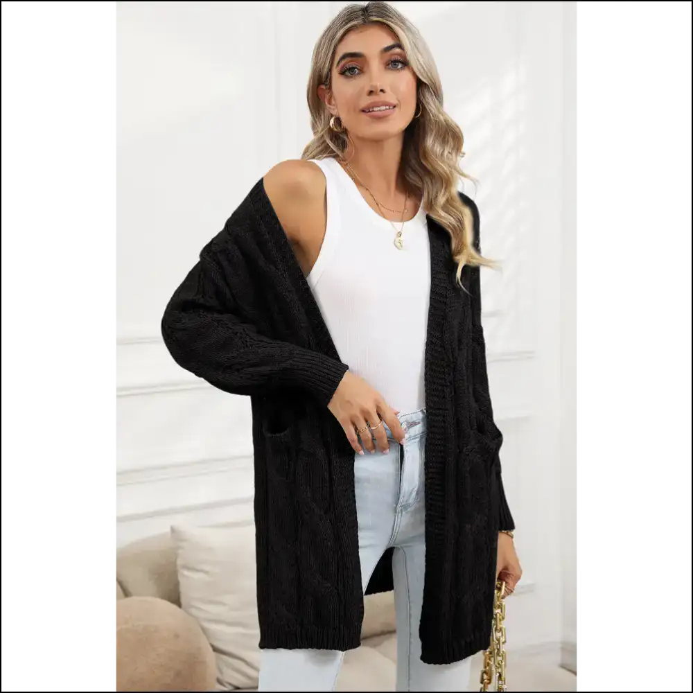 Needful Things: Chic Black Ribbed Knit Cardigan β Bow Down Bitches! ππ€ - Cardigans on Sale Worldwide Shipping
