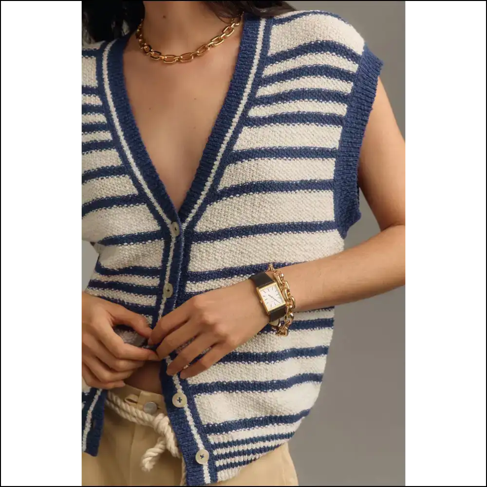Needful Things: Chic Blue Stripe Vest β Fashionably Late π - Cardigans on Sale Worldwide Shipping