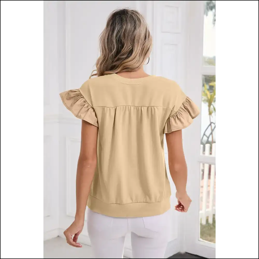 Needful Things: Chic Parchment Bow Ruffle Sleeve Top β Down Bitches! π - Blouses on Sale Worldwide Shipping