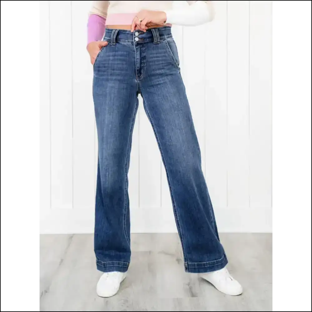 Needful Things Chic Washed Straight Leg Jeans: Because Pants Should Flatter! ππ - Dark / s - Jeans on Sale Worldwide Shipping