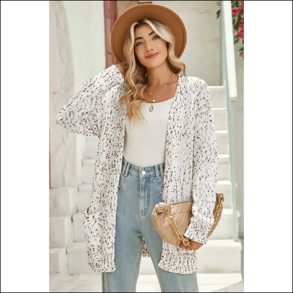 Needful Things: Chic White Dotted Cardigan - Polka Dotty I’m Knot Kidding! 🤪 - s - Cardigans on Sale Worldwide Shipping