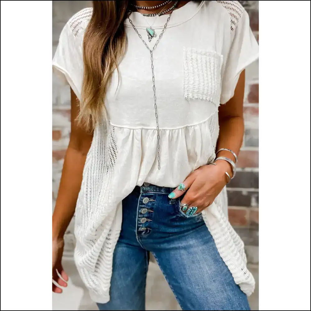 Needful Things: Chic White Hollow Knit Goddess Tunic - Blouses on Sale Worldwide Shipping