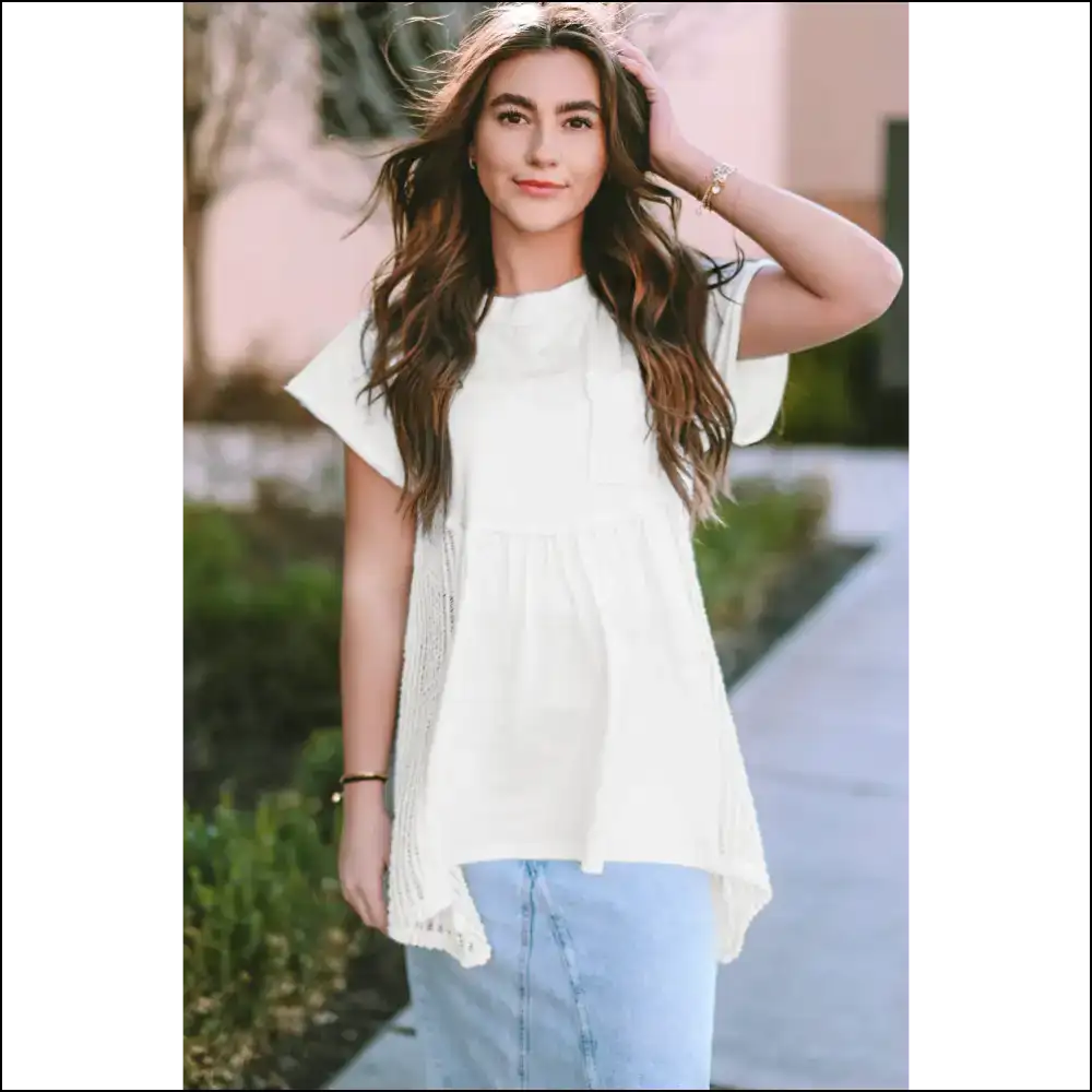 Needful Things: Chic White Hollow Knit Goddess Tunic - s - Blouses on Sale Worldwide Shipping