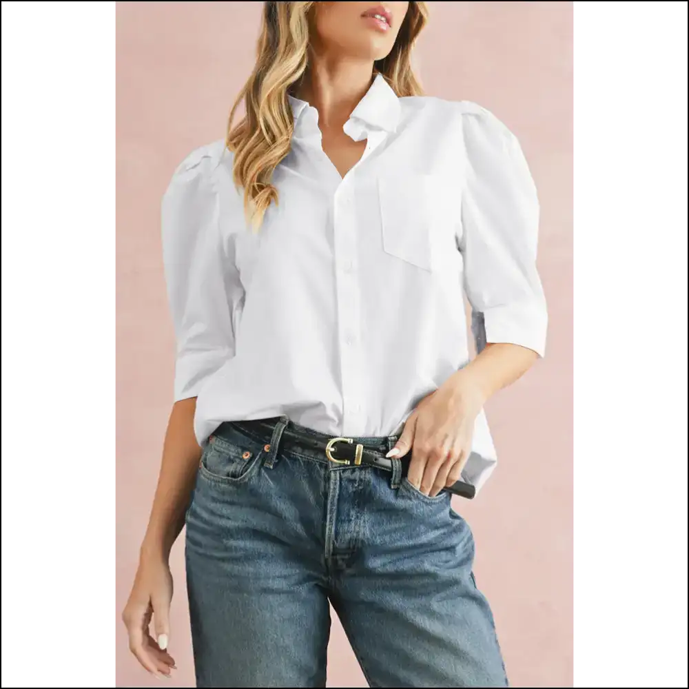 Needful Things Chic White Puff Sleeve: your Bf (blouse Friend) 😜 - s - Blouses on Sale Worldwide Shipping