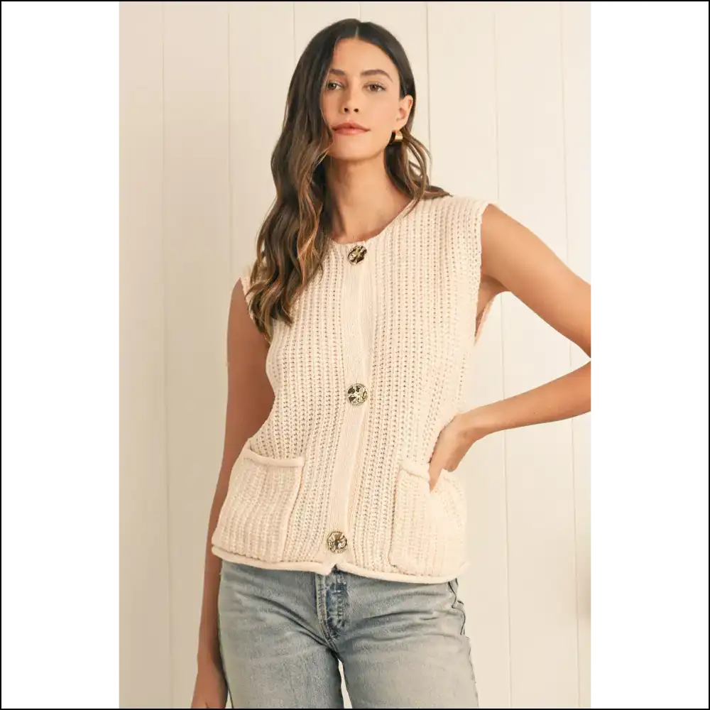 Needful Things: Chic White Textured Knit Sweater Vest - Queen π - Cardigans on Sale Worldwide Shipping