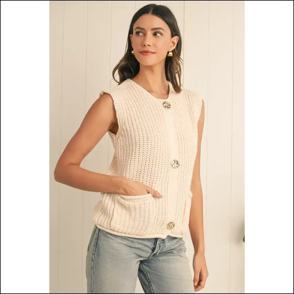Needful Things: Chic White Textured Knit Sweater Vest - Queen π - Cardigans on Sale Worldwide Shipping