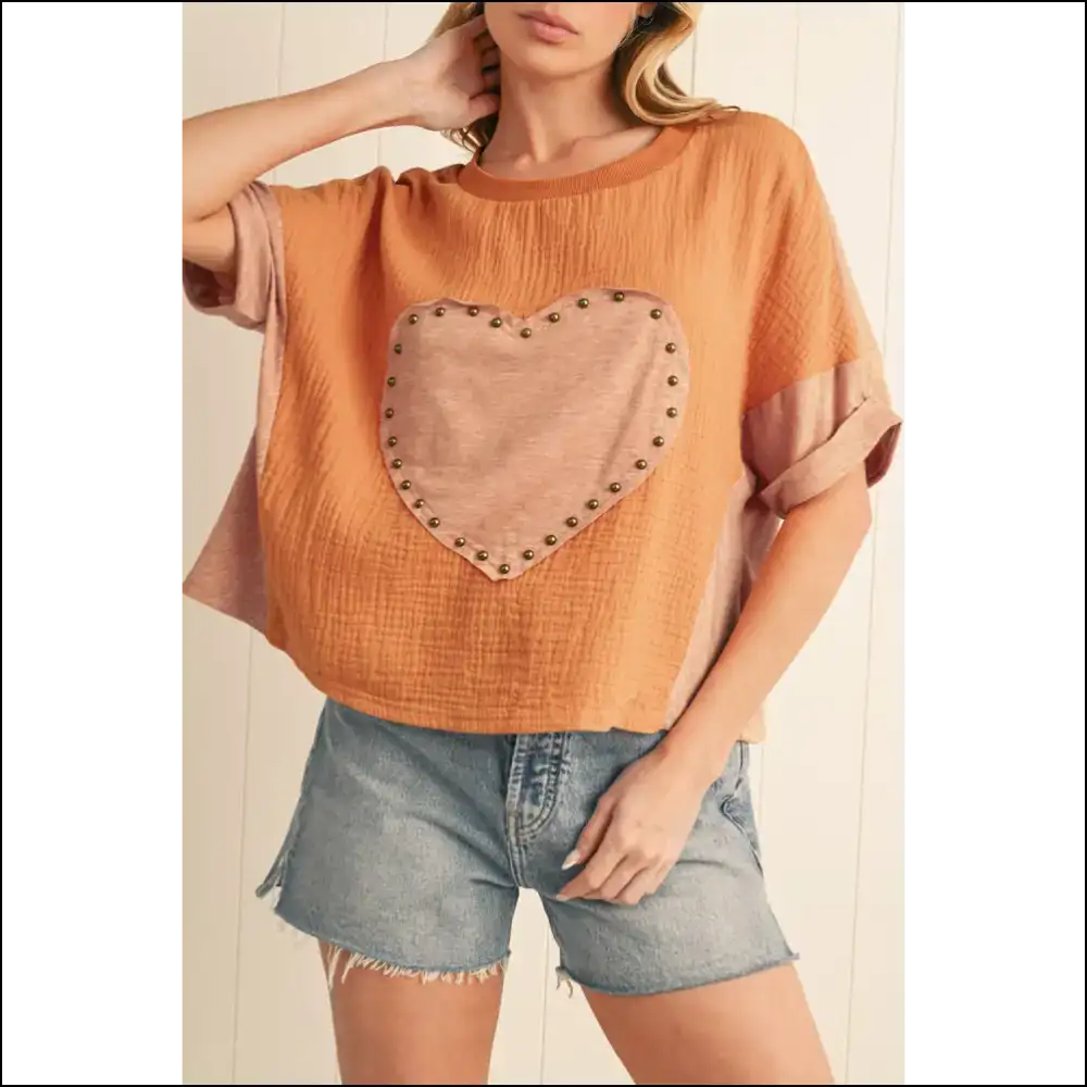 Needful Things: Desert Gold Stud Heart Top β Fabulous! ?π - s - Blouses on Sale Worldwide Shipping
