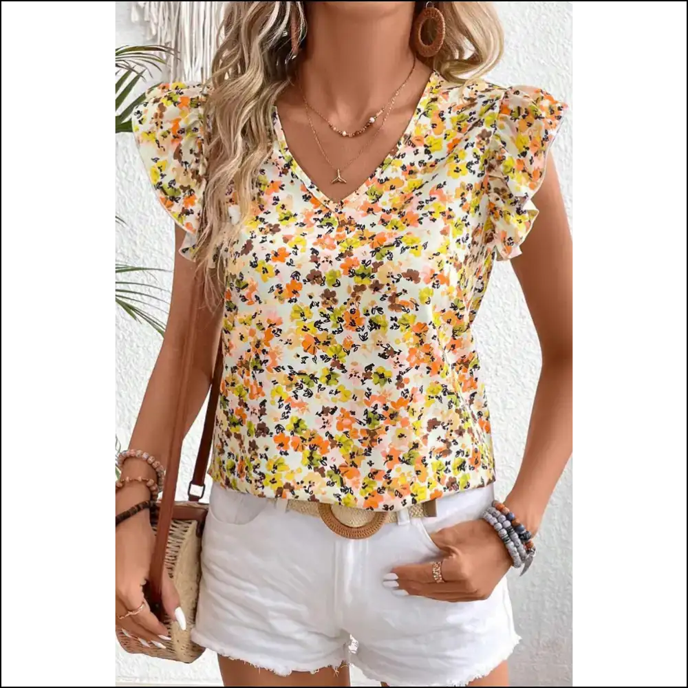 Needful Things: Green Floral Print Blouse β Pillow Soft Head-turning πΌπ - Blouses on Sale Worldwide Shipping