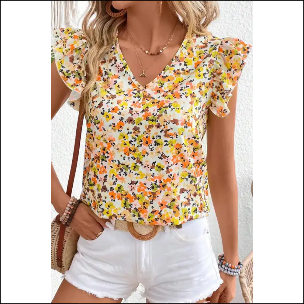 Needful Things: Green Floral Print Blouse β Pillow Soft Head-turning πΌπ - s - Blouses on Sale Worldwide Shipping
