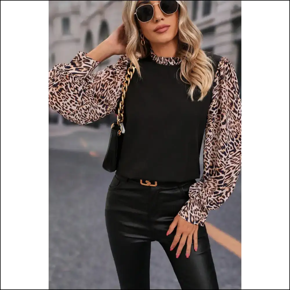 Needful Things: Leopard Print Lantern Sleeve Blouse - so Fierce it Roars! π - Blouses on Sale Worldwide Shipping