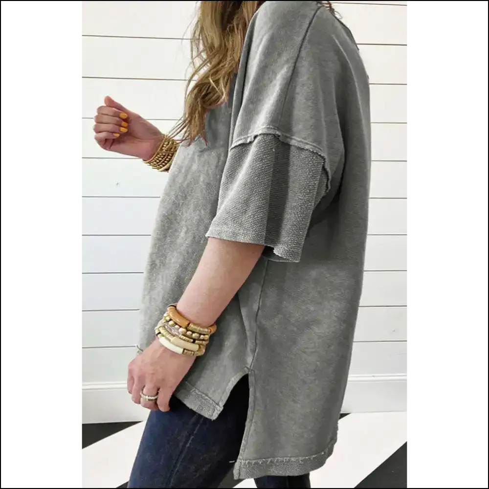 Needful Things: Light Grey Mineral Wash Plus Size Tee - Fabulous! ๐ - Tops on Sale Worldwide Shipping