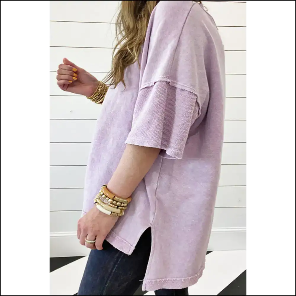 Needful Things: Light Grey Mineral Wash Plus Size Tee - Fabulous! ๐ - Orchid Petal / 1x - Tops on Sale Worldwide Shipping