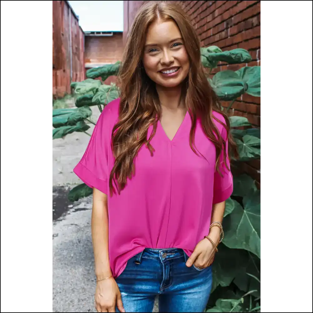 Needful Things: Pink Panic! the V-neck Dolman Sleeve Top you Need 💖 - Blouses on Sale Worldwide Shipping