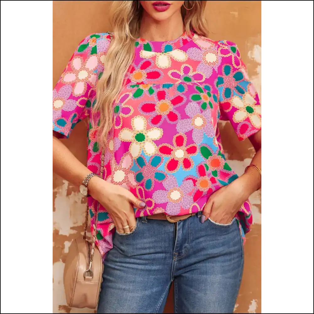 Needful Things: Purple Floral Print Blouse β Bloom Baby Bloom! ππΈ - Blouses on Sale Worldwide Shipping