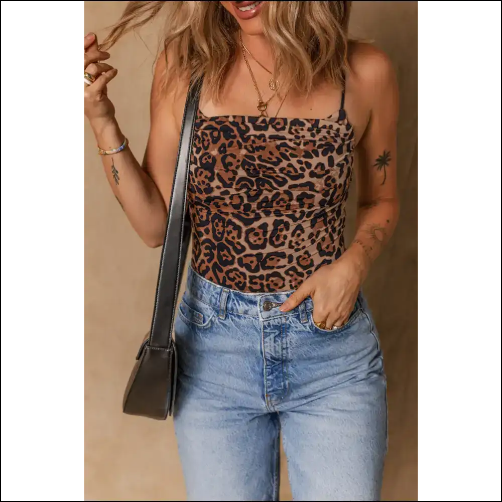 Needful Things: Roar-some Brown Ruched Leopard Bodysuit Alert! 🐆 - s - on Sale Worldwide Shipping