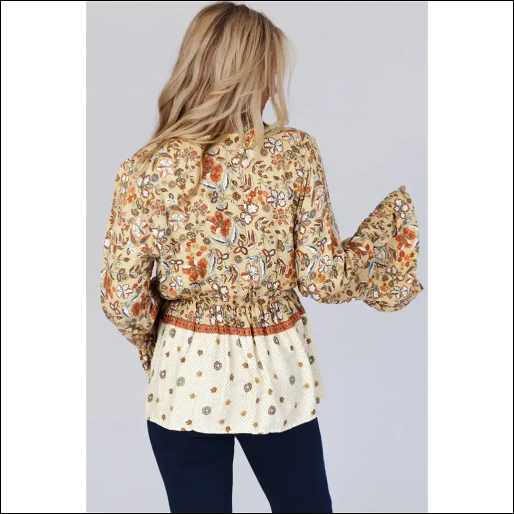 Needful Things: v Neck Bell Sleeve Floral! 🌼 Yellow Power! - Blouses on Sale Worldwide Shipping