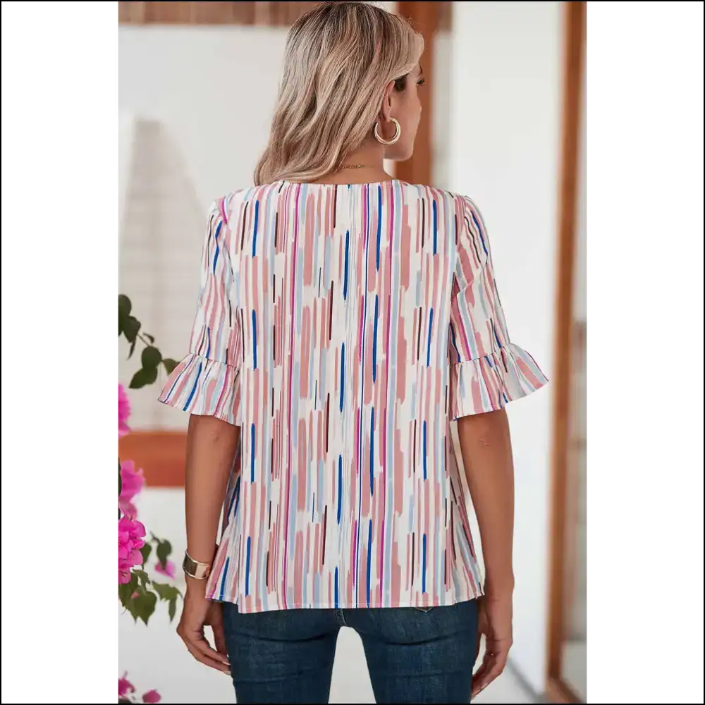 Needful Things: White Abstract Print Disasterpiece (but Chic!) π - Blouses on Sale Worldwide Shipping