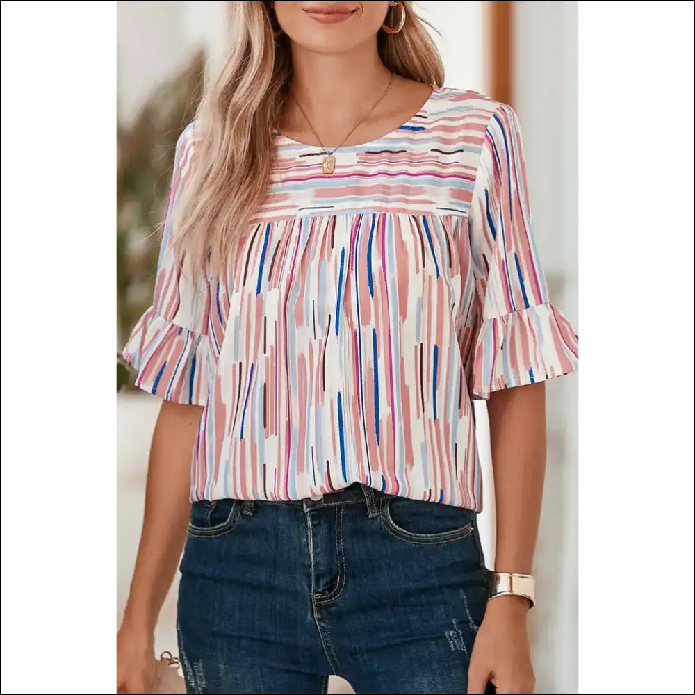 Needful Things: White Abstract Print Disasterpiece (but Chic!) π - s - Blouses on Sale Worldwide Shipping