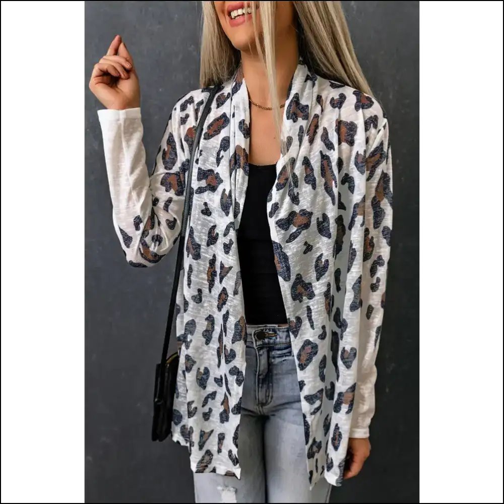 Needful Things: White Leopard Print Cardigan β Hear me Roar π - Cardigans on Sale Worldwide Shipping