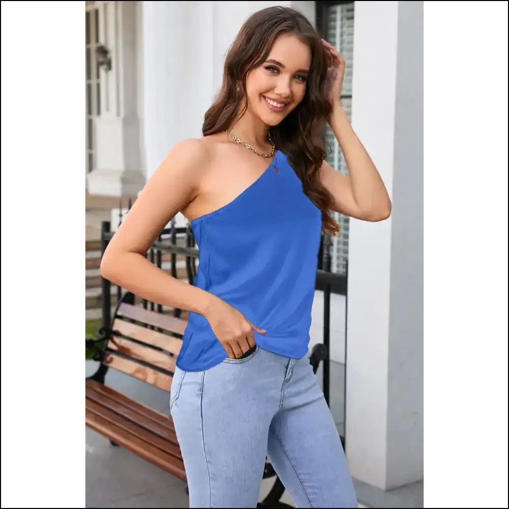 One Shoulder Wonder: your Needful Thing for Chic Sleeveless Shenanigans! π - Tank Tops on Sale Worldwide Shipping