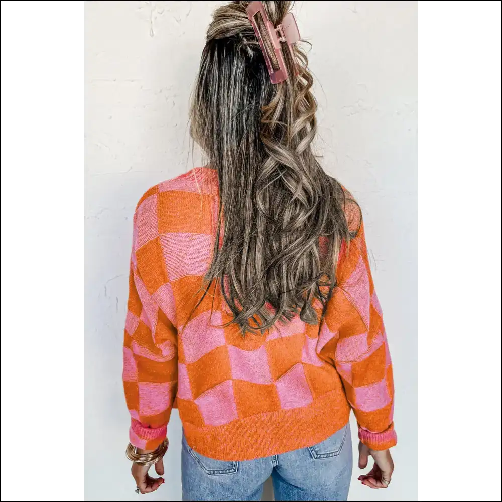 Orange Checkered Cardigan: your Drop Shoulder Bff 🧡 Needful Things - Cardigans on Sale Worldwide Shipping