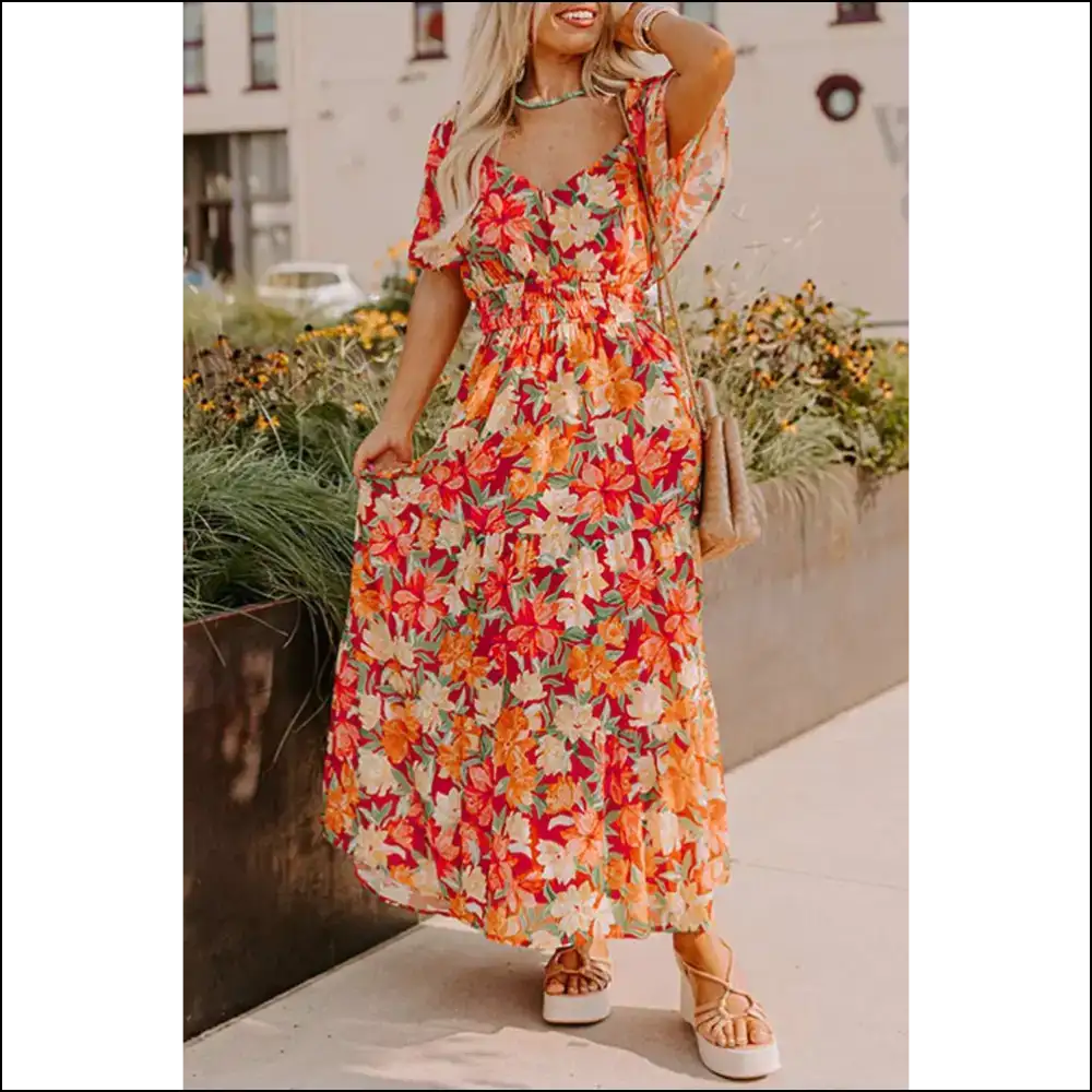 Orange Floral: Dresses that Slay Gorgeous! 🧡 Needful Things - 1x - Plus Size on Sale Worldwide Shipping