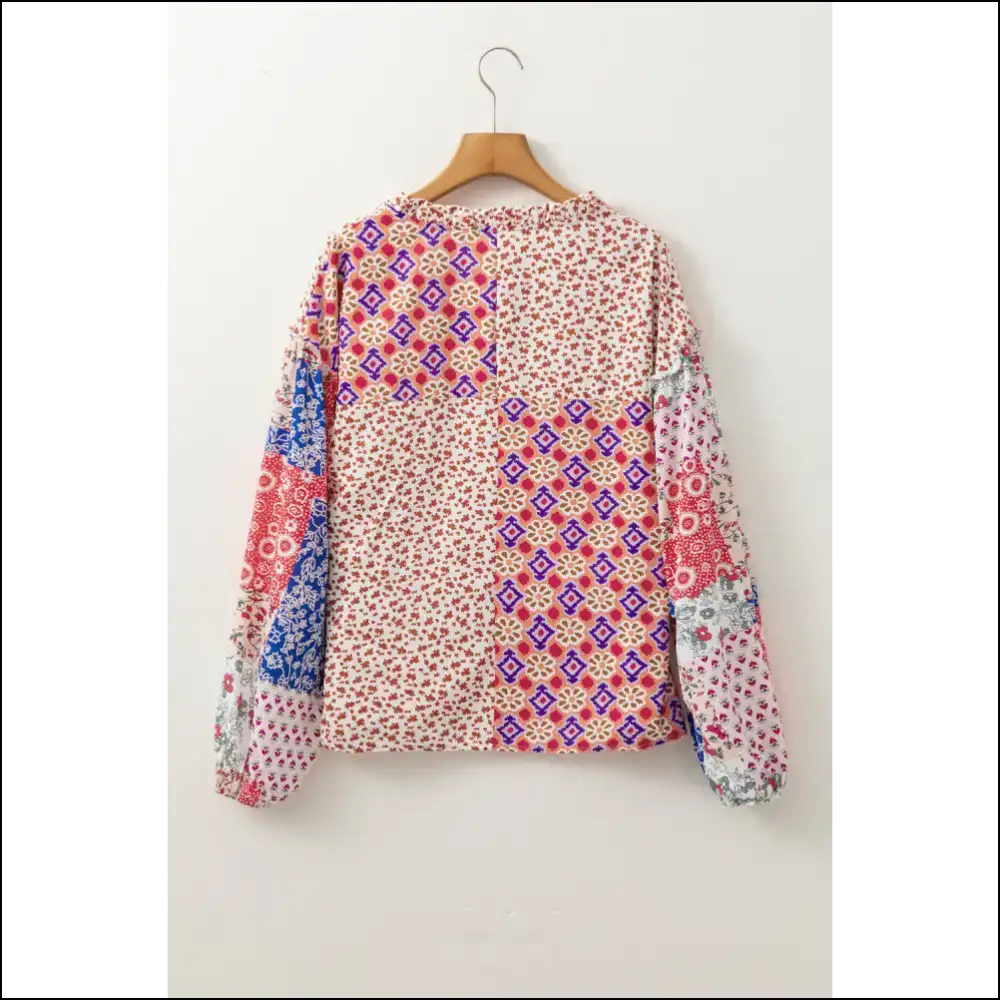 Orange Mixed Floral Patchwork: Needful Things’ ?Oops I’m Fabulous’ Blouse 🌼 - Blouses on Sale Worldwide Shipping