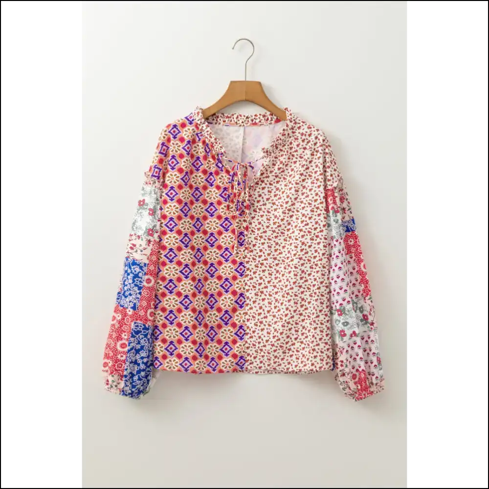 Orange Mixed Floral Patchwork: Needful Things’ ?Oops I’m Fabulous’ Blouse 🌼 - Blouses on Sale Worldwide Shipping