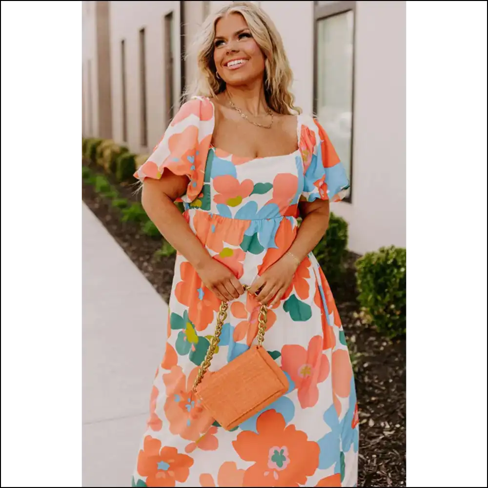 Orange you Glad Found this Vibrant Floral Maxi Dress? ๐ Needful Things - Plus Size Dresses on Sale Worldwide Shipping