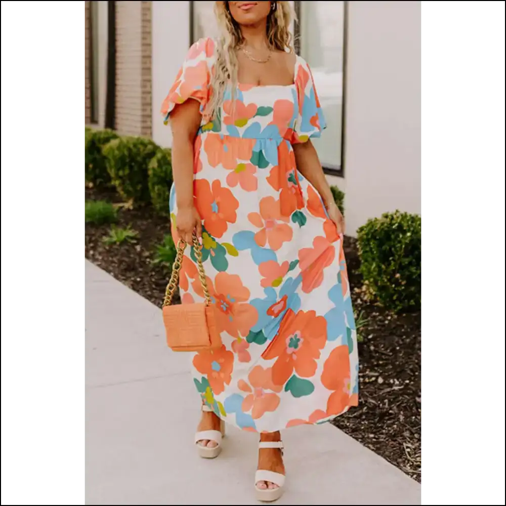 Orange you Glad Found this Vibrant Floral Maxi Dress? ๐ Needful Things - 1x - Plus Size Dresses on Sale Worldwide Shipping