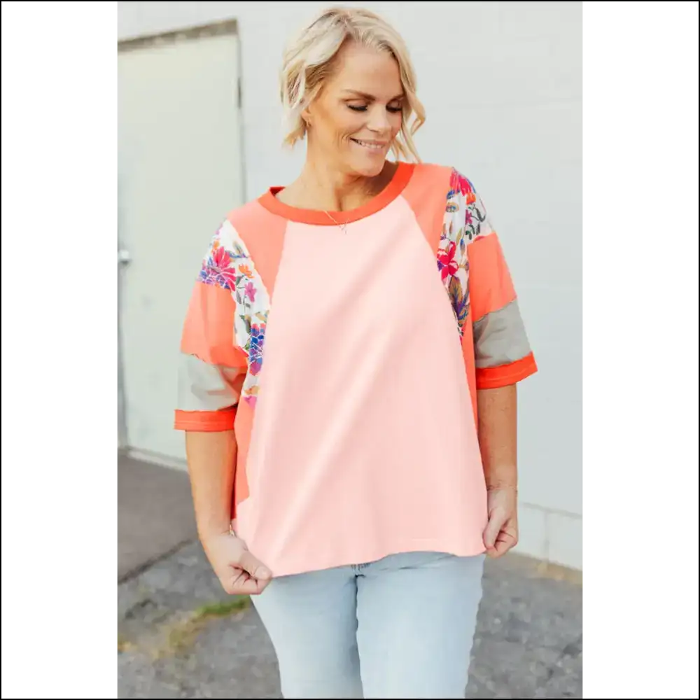 Orange you Glad this Vibrant Floral Top Fits? 😂 Needful Things - Plus Size Tops on Sale Worldwide Shipping