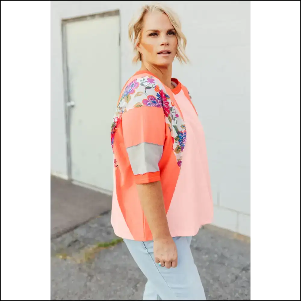 Orange you Glad this Vibrant Floral Top Fits? 😂 Needful Things - Plus Size Tops on Sale Worldwide Shipping