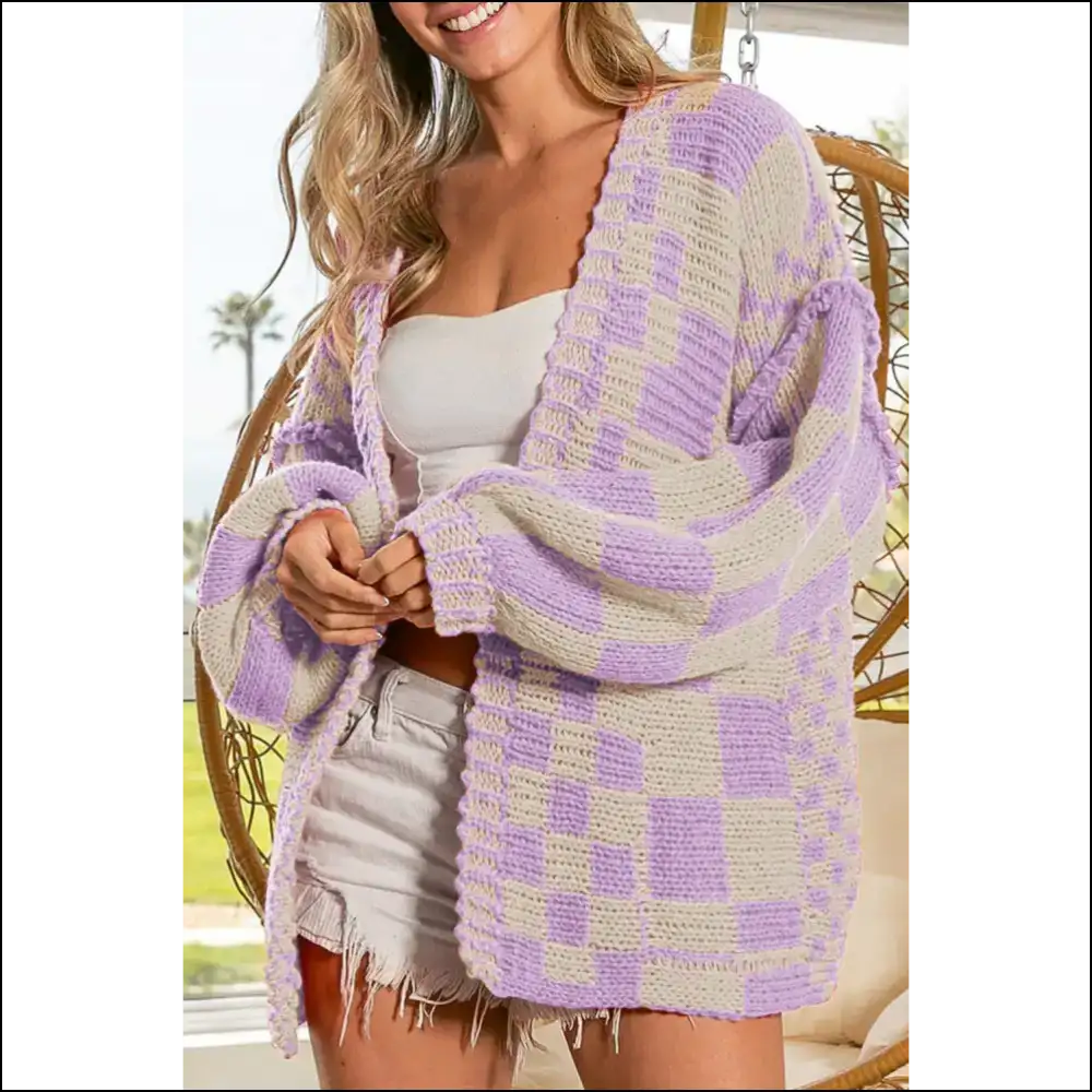 Orchid Petal Colorblock Cardigan: so Cozy Youll Ghost your Plans π» - s - Cardigans on Sale Worldwide Shipping