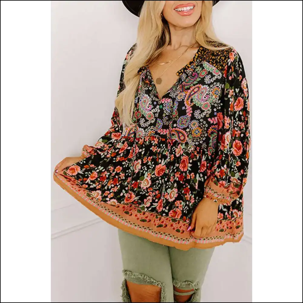 Paisley Power: from Needful Things Size Print Perfection! ๐ - Black / 1x - Plus Tops on Sale Worldwide Shipping