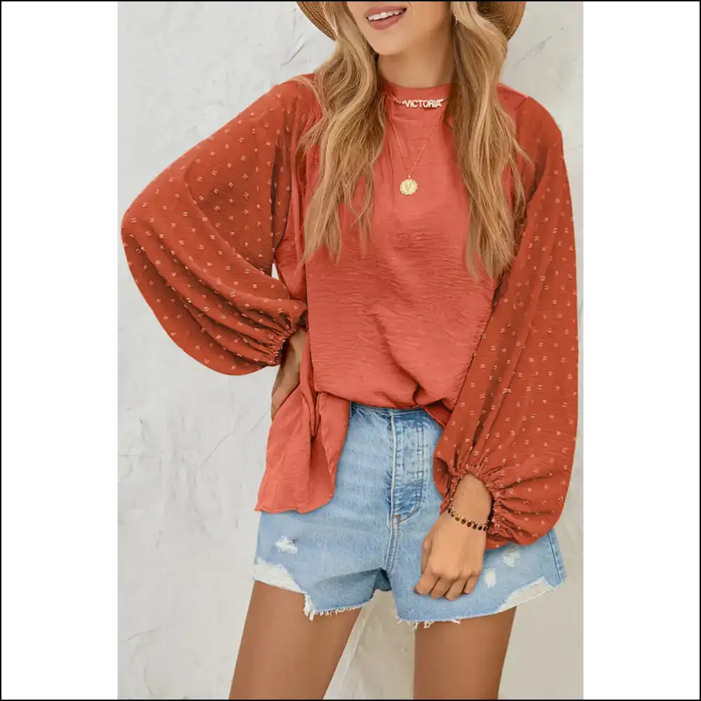 Parchment Swiss Dot: Blouse so Cute Itβs Illegal π - Orange / s - Blouses on Sale Worldwide Shipping