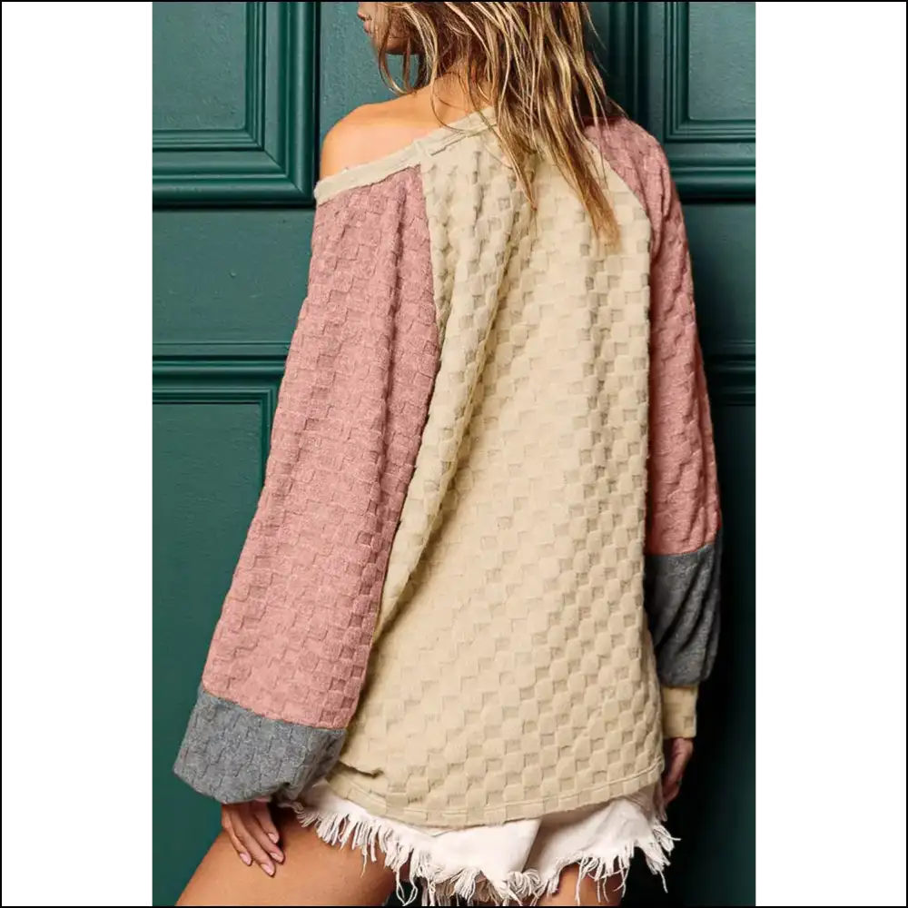 Patchwork Checked Lantern Sleeve: so Fetch! Needful Things. π - Long Sleeve Tops Shirts & on Sale Worldwide Shipping
