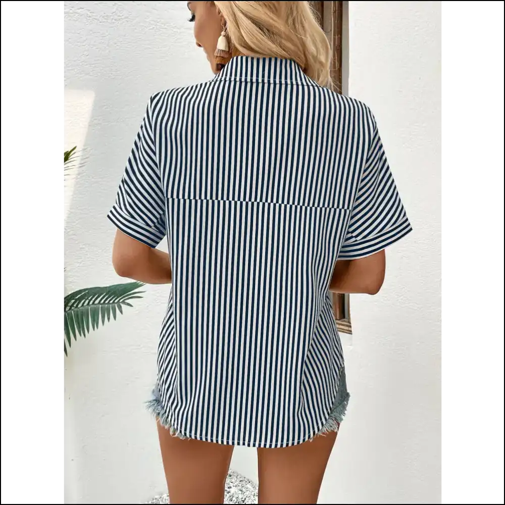 Perfee Chic Lapel Collar Blouse - Blouses on Sale Worldwide Shipping
