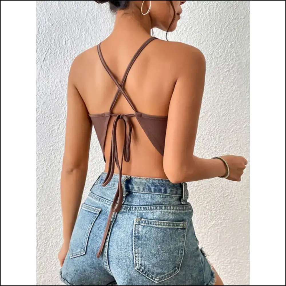 Perfee Crisscross Tie Back Slit Sleeveless Top - Tank Tops on Sale Worldwide Shipping