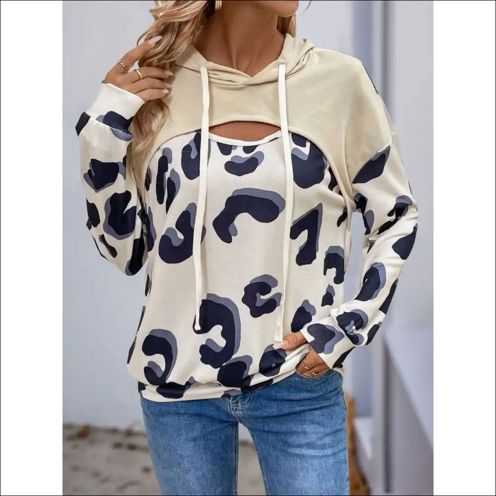 Perfee Faux Layered Long Sleeve Drawstring Hoodie - Hoodies Sweatshirts & on Sale Worldwide Shipping