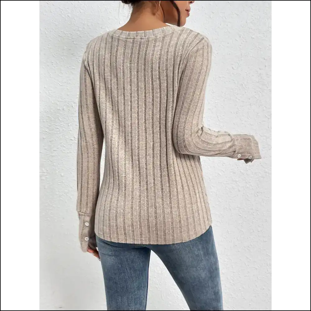 Perfee Lace Detail Ribbed V-neck Long Sleeve Top - Blouses on Sale Worldwide Shipping